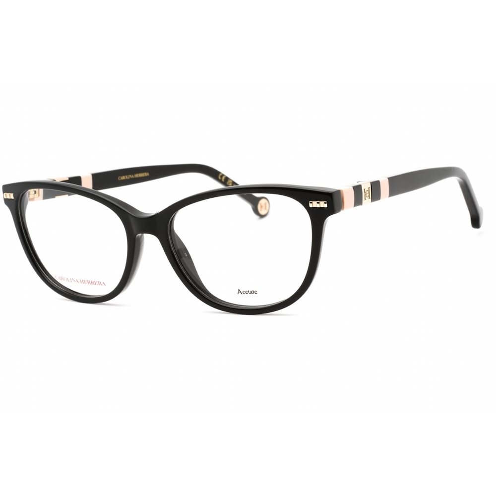 NWT Carolina Herrera CH 0048-03H2 Black Pink Oval Eyeglasses